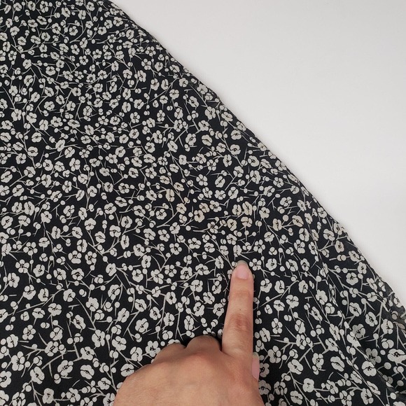 Ann Taylor Silk Dress Vintage 90s Y2k Womens 12 Floral Ditsy Sleeveless Black - Picture 10 of 16